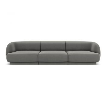 Canapea gri cu tapițerie din catifea 259 cm Miley - Micadoni Home
