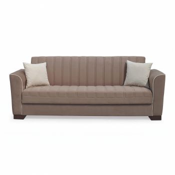 Canapea QUEEN extensibila, 3 locuri, cu arcuri si lada depozitare, cappuccino, 218x70x80 cm ieftina