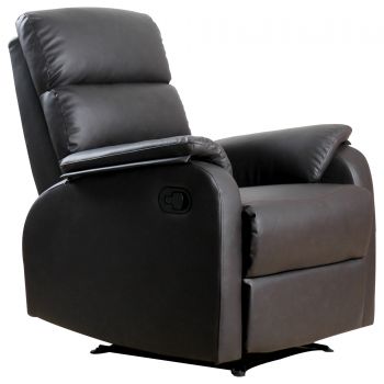 Homcom Fotoliu Relax Rabatabil Manual in Piele Sintetica, Maro, 75x92x99cm