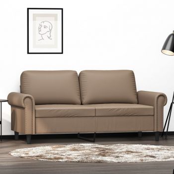 vidaXL Canapea cu 2 locuri, cappuccino, 140 cm, piele ecologică