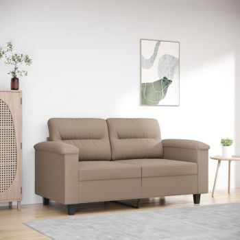 vidaXL Canapea cu 2 locuri, gri taupe, 120 cm, țesătură microfibră