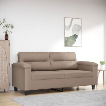 vidaXL Canapea cu 2 locuri, gri taupe, 140 cm, țesătură microfibră