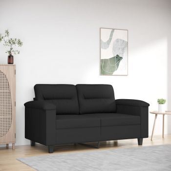 vidaXL Canapea cu 2 locuri, negru, 120 cm, țesătură microfibră