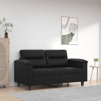 vidaXL Canapea cu 2 locuri, negru, 120 cm, piele ecologică