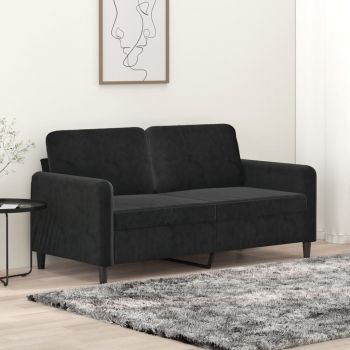 vidaXL Canapea cu 2 locuri, negru, 140 cm, catifea