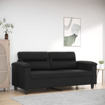 vidaXL Canapea cu 2 locuri, negru, 140 cm, piele ecologică