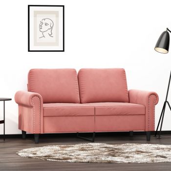 vidaXL Canapea cu 2 locuri, roz, 120 cm, catifea