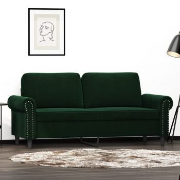 vidaXL Canapea cu 2 locuri, verde închis, 140 cm, catifea