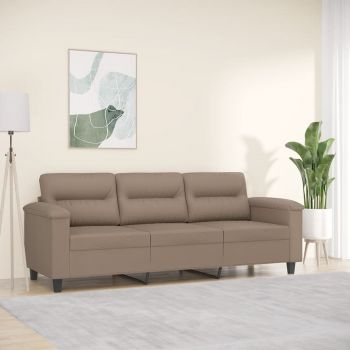 vidaXL Canapea cu 3 locuri, cappuccino, 180 cm, piele ecologică