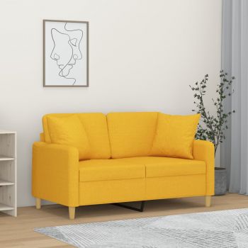 vidaXL Canapea 2 locuri cu perne&pernuțe galben deschis 120 cm textil
