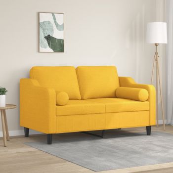 vidaXL Canapea 2 locuri cu perne&pernuțe galben deschis 120 cm textil