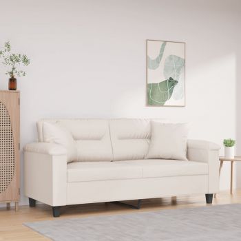 vidaXL Canapea cu 2 locuri, cu perne&pernuțe, bej, 140 cm, microfibră
