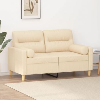 vidaXL Canapea cu 2 locuri cu perne&pernuțe crem 120 cm textil