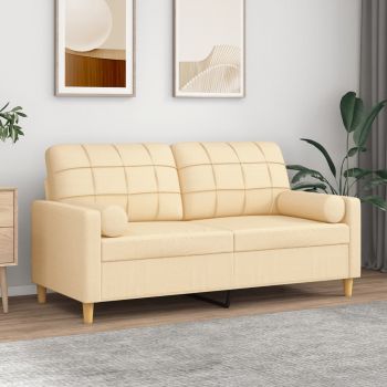 vidaXL Canapea cu 2 locuri cu perne&pernuțe crem 140 cm textil