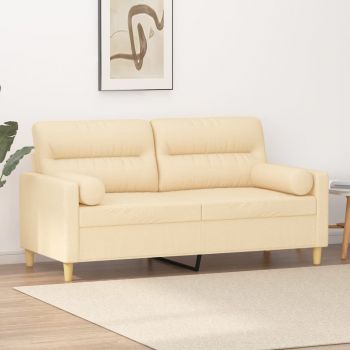 vidaXL Canapea cu 2 locuri cu perne&pernuțe crem 140 cm textil