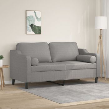 vidaXL Canapea cu 2 locuri cu perne&pernuțe gri deschis 140 cm textil