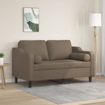 vidaXL Canapea cu 2 locuri cu perne&pernuțe gri taupe 120 cm textil