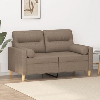 vidaXL Canapea cu 2 locuri cu perne&pernuțe gri taupe 120 cm textil