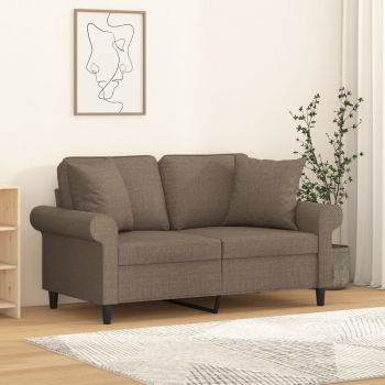 vidaXL Canapea cu 2 locuri cu perne&pernuțe gri taupe 120 cm textil