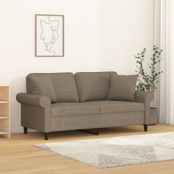 vidaXL Canapea cu 2 locuri cu perne&pernuțe gri taupe 140 cm textil