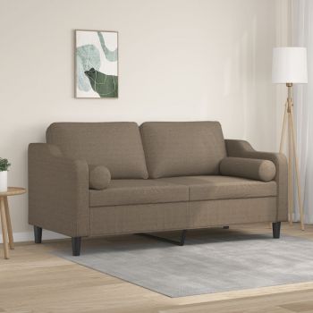 vidaXL Canapea cu 2 locuri cu perne&pernuțe gri taupe 140 cm textil