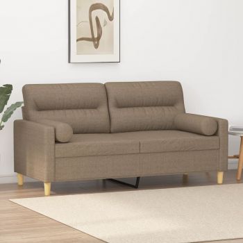 vidaXL Canapea cu 2 locuri cu perne&pernuțe gri taupe 140 cm textil