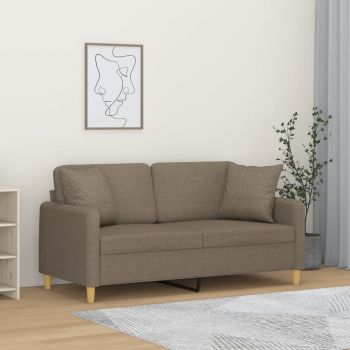 vidaXL Canapea cu 2 locuri cu perne&pernuțe gri taupe 140 cm textil