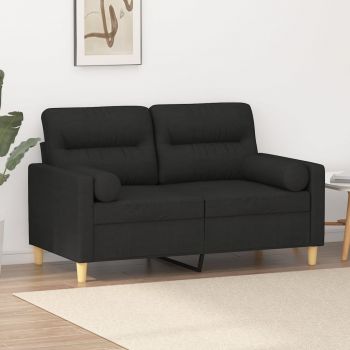 vidaXL Canapea cu 2 locuri cu perne&pernuțe negru 120 cm textil