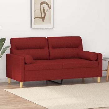 vidaXL Canapea cu 2 locuri cu perne&pernuțe roșu vin 140 cm textil
