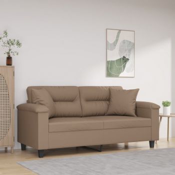 vidaXL Canapea cu 2 locuri, perne&pernuțe cappuccino 140 cm piele eco