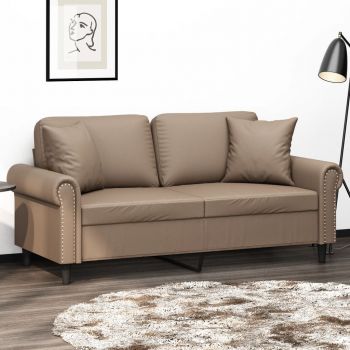 vidaXL Canapea cu 2 locuri, perne&pernuțe cappuccino 140 cm piele eco