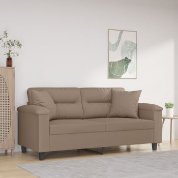 vidaXL Canapea cu 2 locuri, perne&pernuțe gri taupe 140 cm microfibră