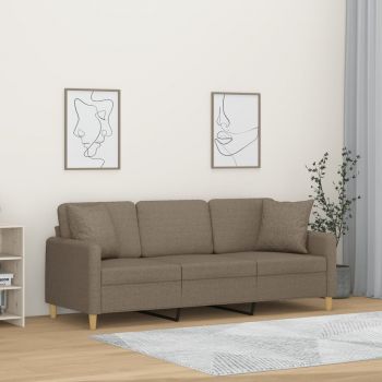 vidaXL Canapea cu 3 locuri cu perne&pernuțe gri taupe 180 cm textil