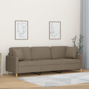 vidaXL Canapea cu 3 locuri cu perne&pernuțe gri taupe 210 cm textil