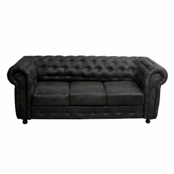 Canapea CHESTERFIELD extensibila, 3 locuri, cu arcuri, negru, 205x90x80 cm la reducere