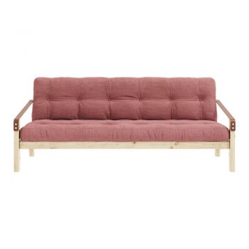 Canapea roz extensibilă cu tapițerie din catifea reiată 204 cm Poetry – Karup Design