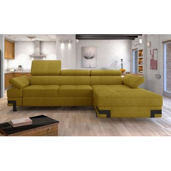 Coltar Extensibil, Sezlong pe Dreapta, Lada de Depozitare, Tetiere si Cotiere Reglabile, Empire Mini, l270xA173xH75-90 cm