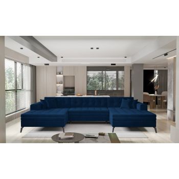 Coltar Extensibil Vertis Plus Bleumarin cu Sezlong Universal (pe Stanga sau pe Dreapta), Perne Incluse, l350xA170xH93 cm