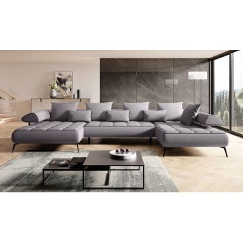 Coltar Fix, cu Sezlong pe Dreapta, Mecanism Electric Relax, Perne Incluse, Sedo XL, l385xA224xH70-88 cm