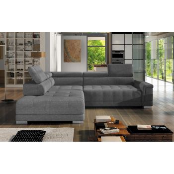 Coltar Fix, Sezlong pe Stanga, Mecanism Electric Relax, Tetiere Reglabile, Campis L, l292xA220xH78-101 cm