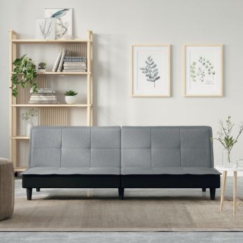 vidaXL Canapea extensibilă, gri deschis, material textil