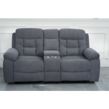 Canapea cu Recliner Miria 2L, 186x97x95 cm, Gri