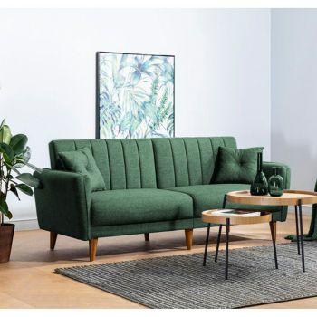 Canapea Extensibila, 210x82x85 cm, Aqua - Stofa Verde la reducere