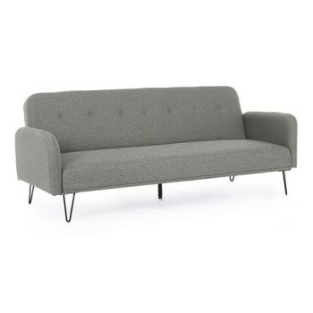 Canapea extensibila cu 3 locuri Bridjet, Bizzotto, 200 x 82 x 81 cm, lemn de eucalipt/otel/poliester, gri