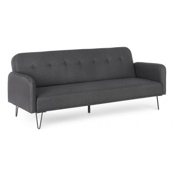 Canapea extensibila cu 3 locuri Bridjet, Bizzotto, 200 x 82 x 81 cm, lemn de eucalipt/otel/poliester, negru