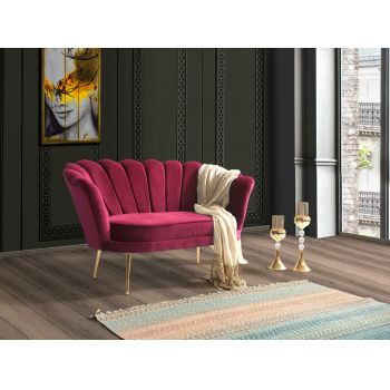 Canapea Fixa, 2 Locuri, tapitata cu stofa, Inci Velvet Burgundy, l140xA70xH80 cm