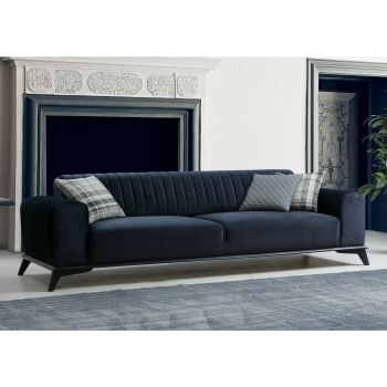 Canapea Lisa, 3 Locuri, 220x92x77 cm - Albastru Navy la reducere