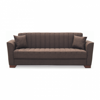 Canapea QUEEN extensibila, 3 locuri, cu arcuri si lada depozitare, maro inchis, 218x80x80 cm