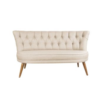 Canapea Richland Loveseat, Fixa, 140x71x80 cm - Stofa Cream ieftina