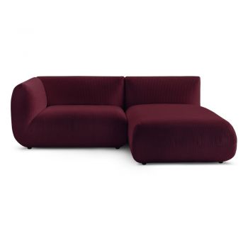 Colțar burgundy cu tapițerie din catifea reiată (cu colțar pe partea stângă ) Lecomte – Bobochic Paris